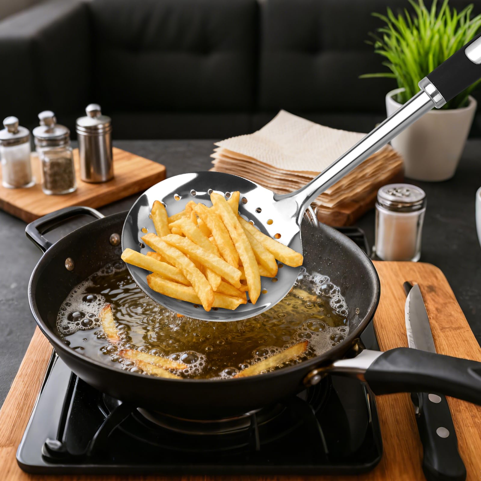 JULIPRO slotted serving spoon for sauces and soups with easy draining