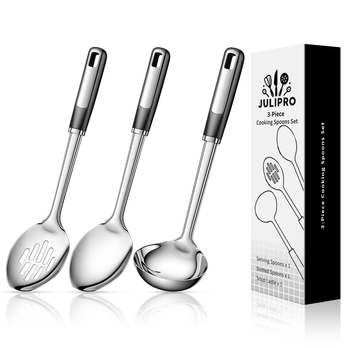 JULIPRO slotted spoon from the 3-piece set for draining liquids during cooking
