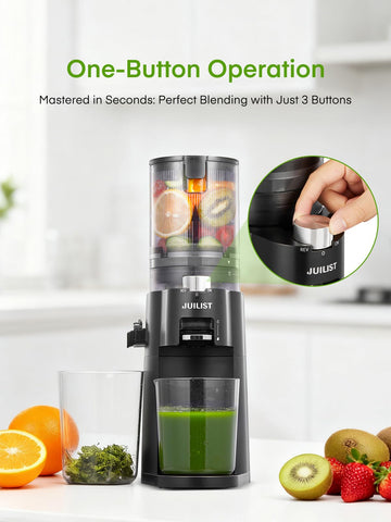 Julist cold press juicer motor closeup showcases torque.