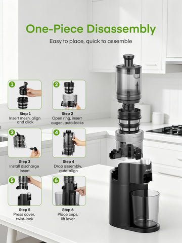 Julist cold press juicer pulp-juice cups stacked for neat storage.