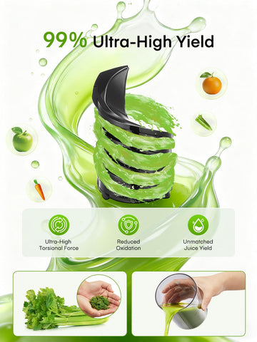 Julist cold press juicer stack storage demonstrates integrated cups.