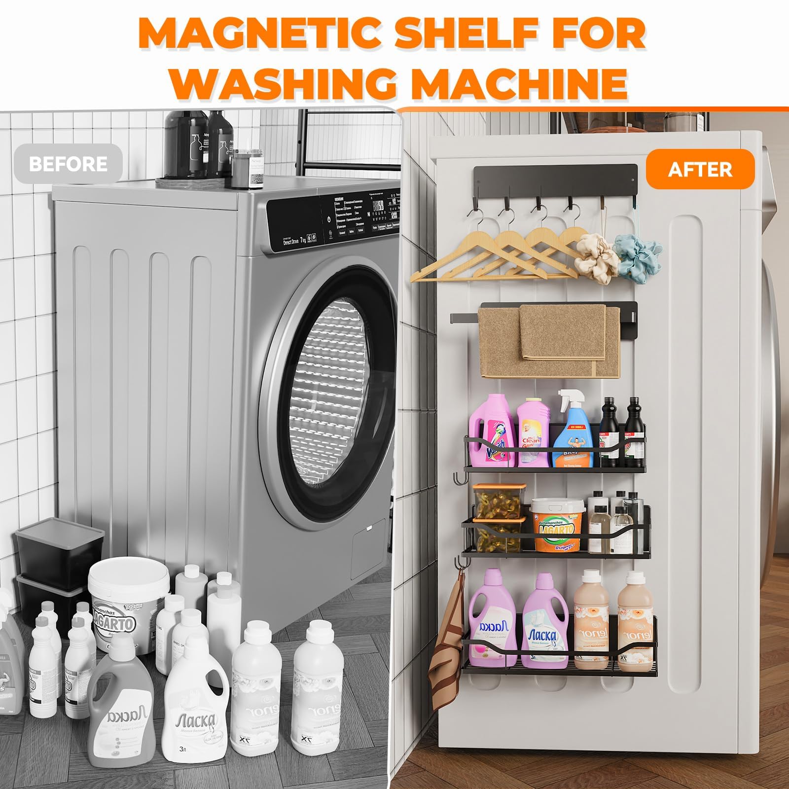 JulktLli magnetic shelves in different sizes for versatile storage.