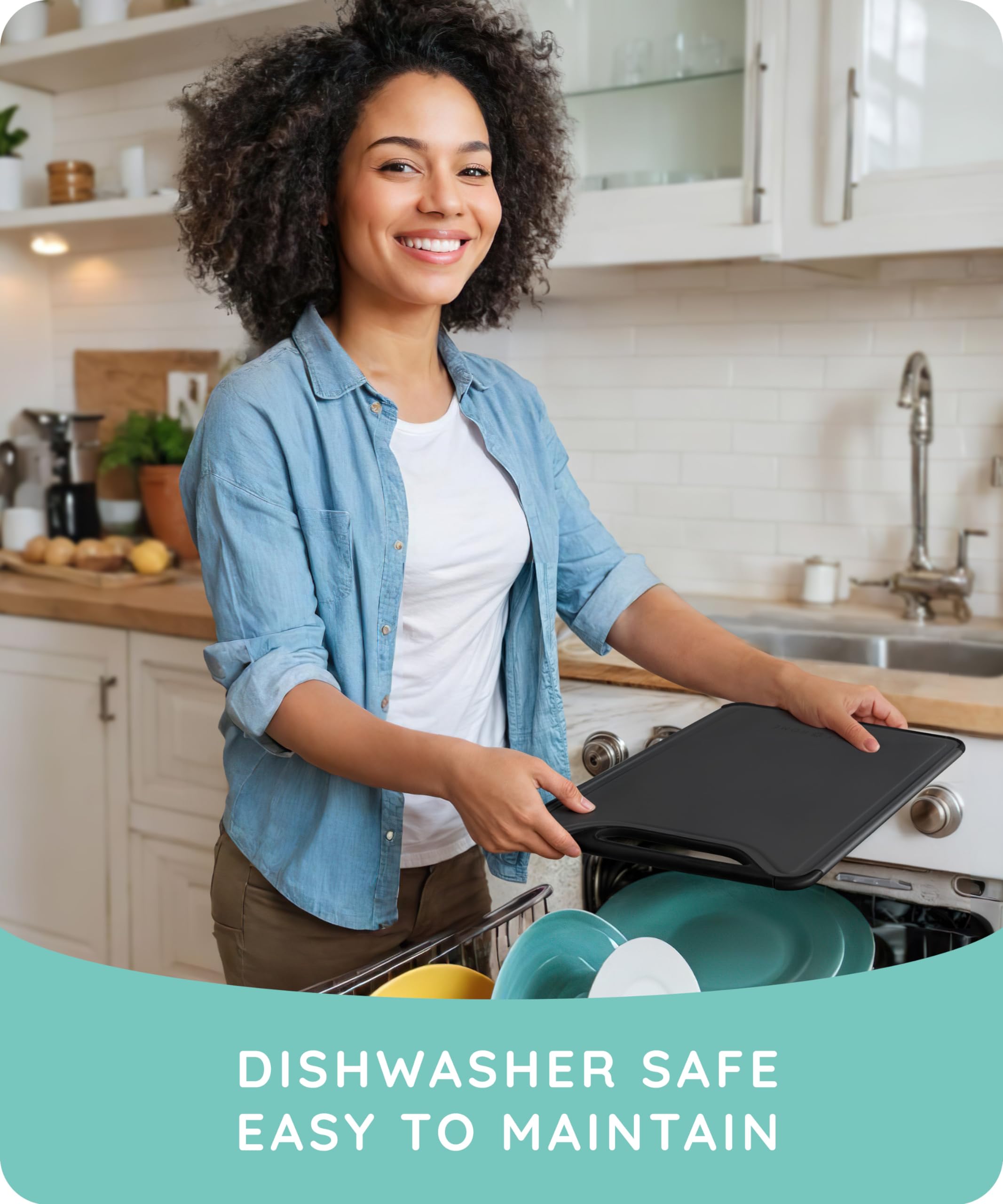 July Home durable plastic cutting boards resist stains and wear.