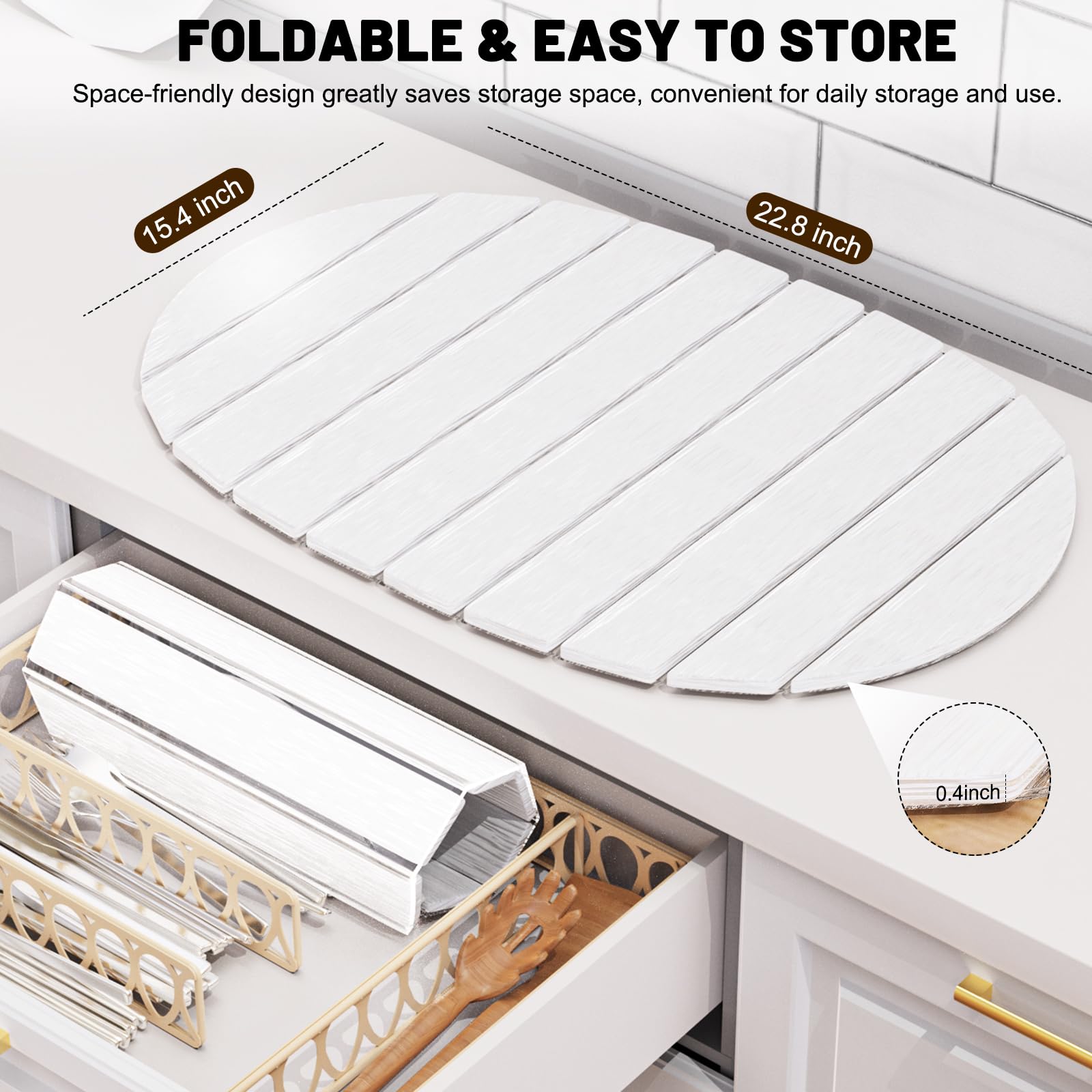 Julysky large stone drying mat folded for compact storage