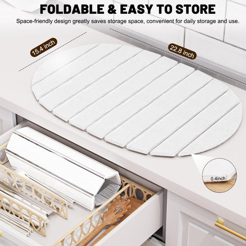 Julysky large stone drying mat folded for compact storage
