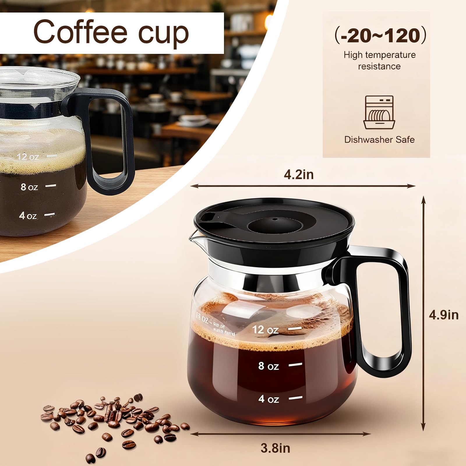 Julyxi borosilicate glass resists thermal shock for hot and cold beverages.