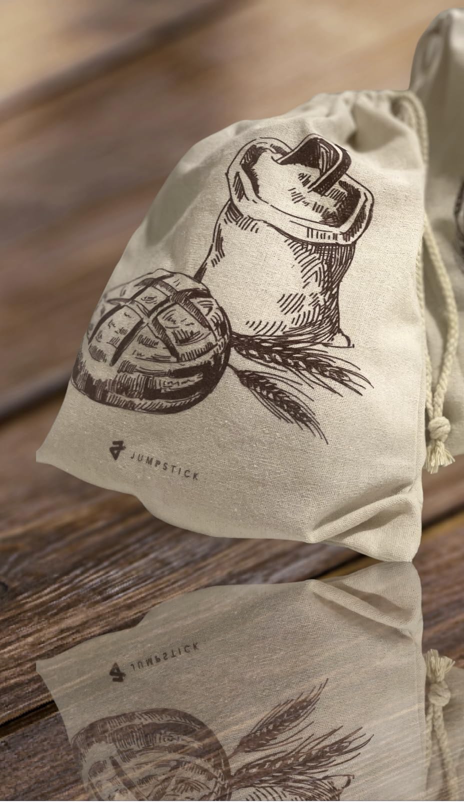 Jumpstick linen bread bag interior view shows breathable fabric preserves crust