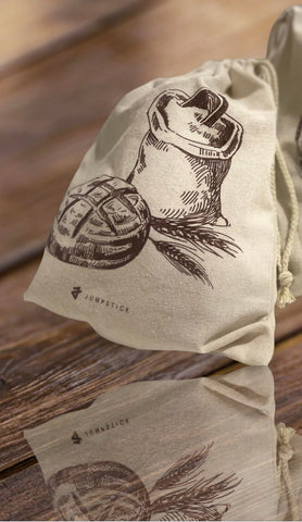 Jumpstick linen bread bag interior view shows breathable fabric preserves crust