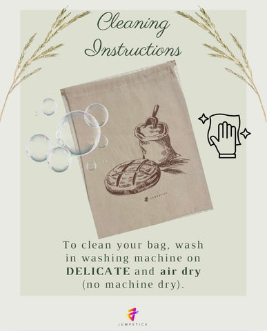 Jumpstick natural linen bag for storing bread without plastic