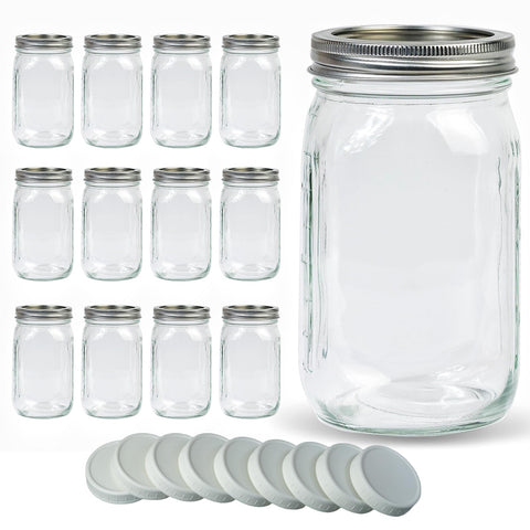 Jumterlee 32oz wide-mouth mason jar, clear glass for easy viewing and filling.