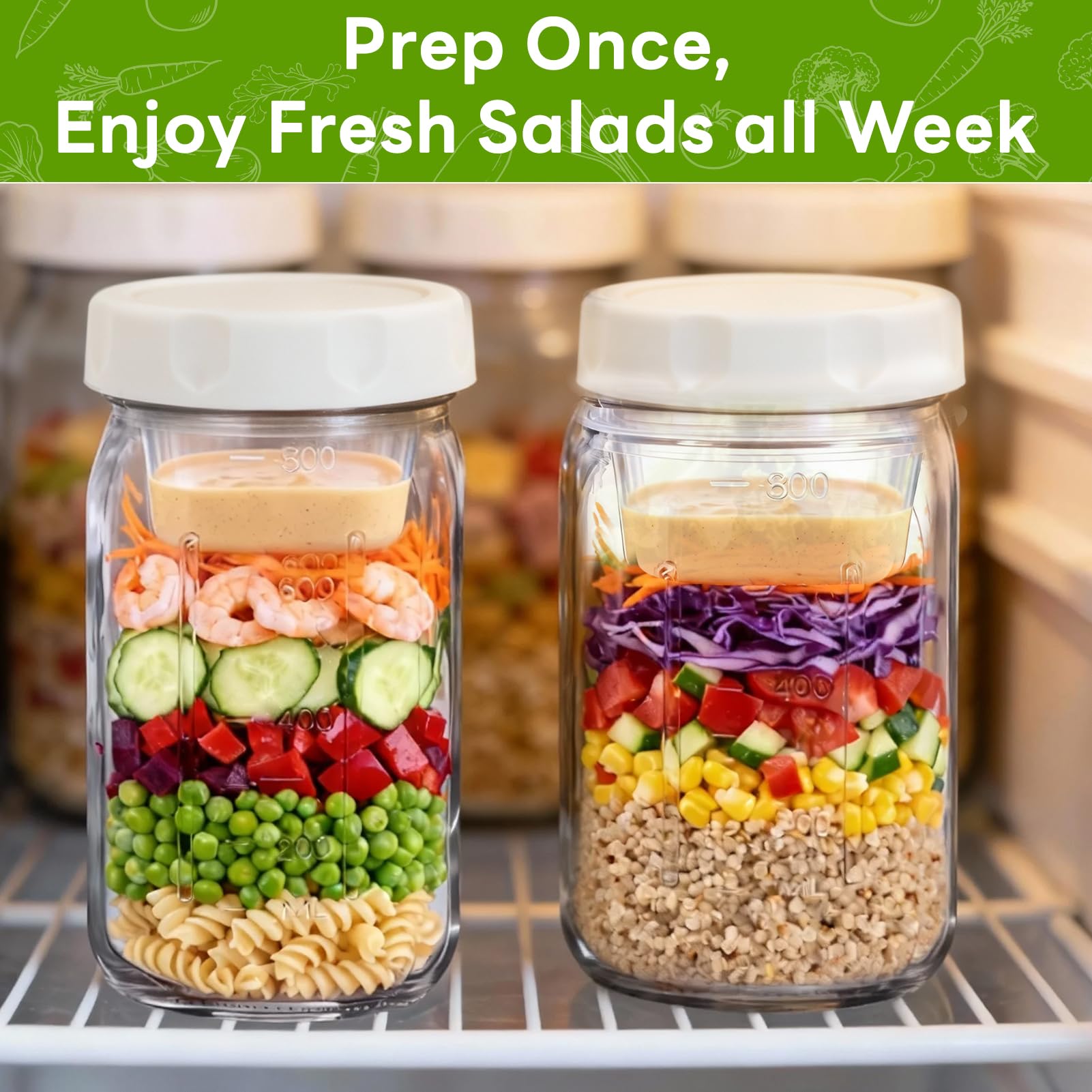 Junlin jar suitable for overnight oats, yogurt parfaits, and more.
