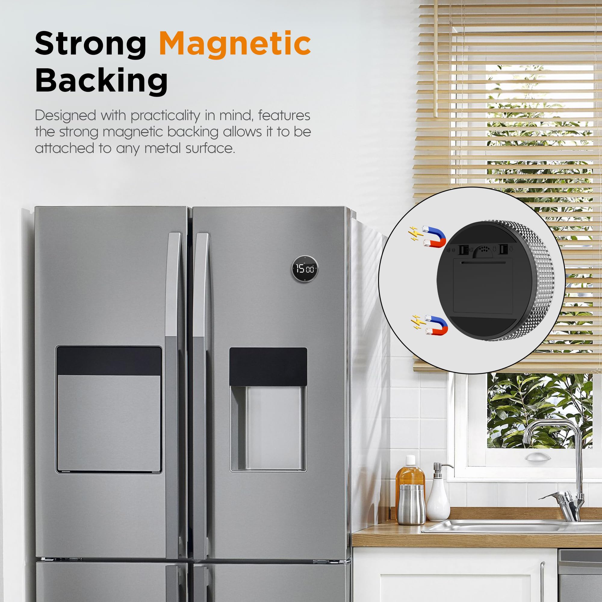 JUNVIL Upgrade Digital Kitchen Timer adjustable alarm levels suit noisy kitchens.