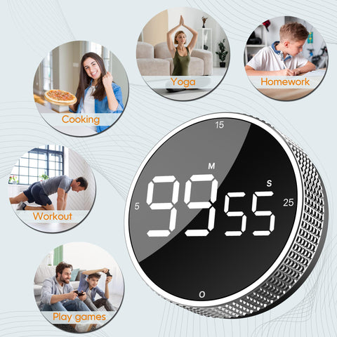 JUNVIL Upgrade Digital Kitchen Timer large digits improve visibility during tasks.