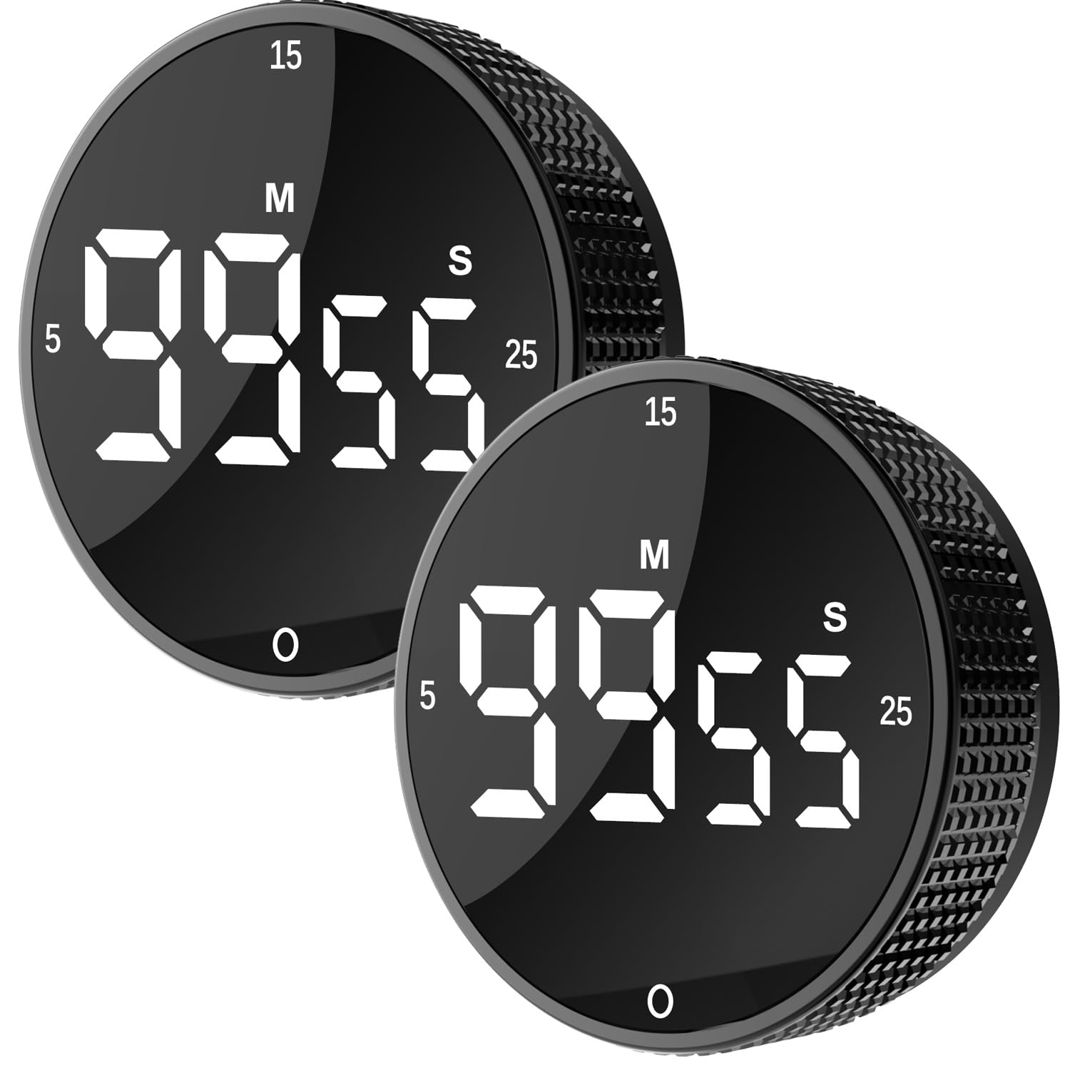 JUNVIL Upgrade Digital Timer 2-pack on kitchen counter with clear LED display for quick timing.