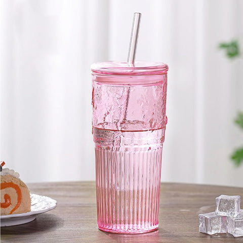 JunVpic 20oz glass cup with non-slip textured surface for secure handling.