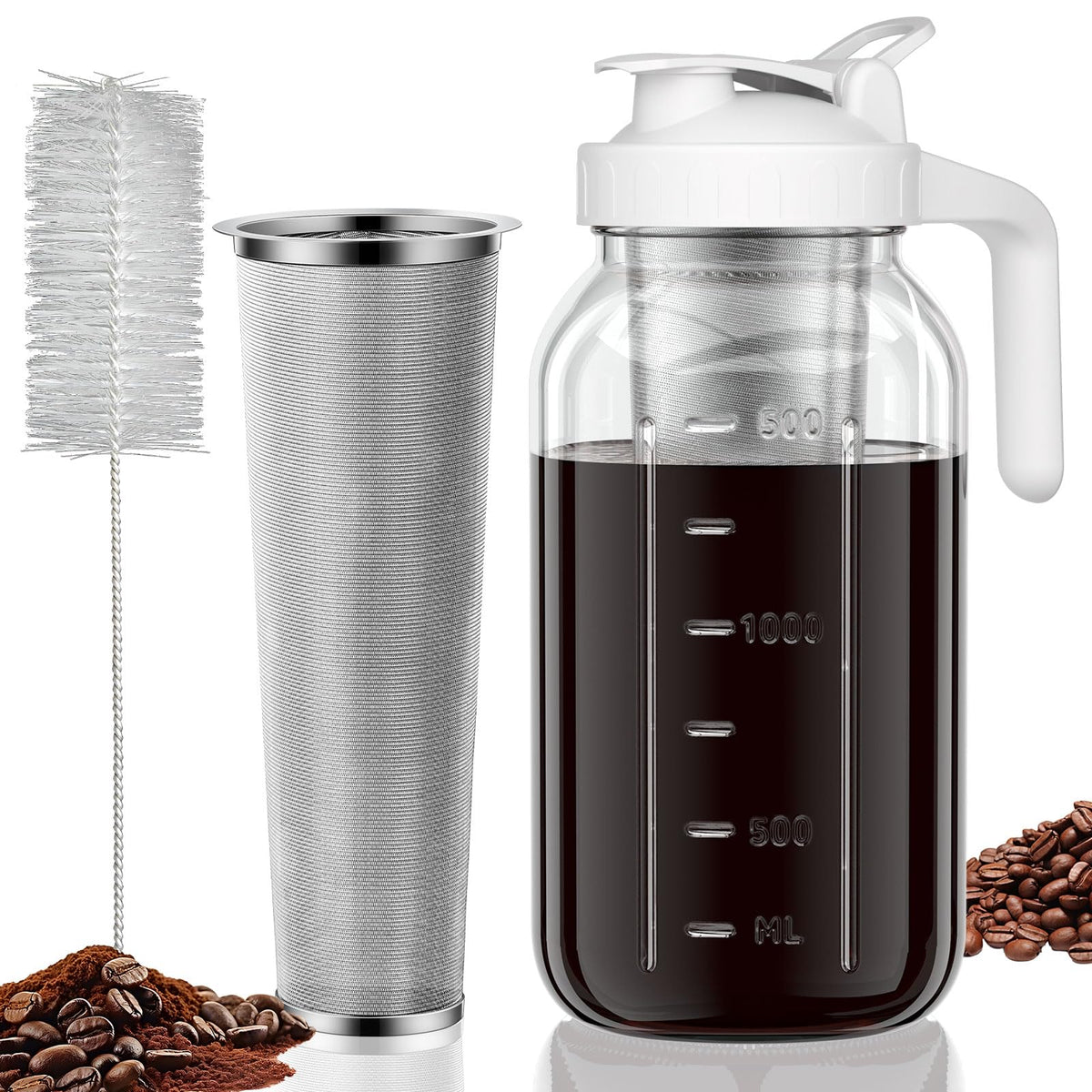JunVpic cold brew jar with 64oz pitcher for easy iced coffee at home.