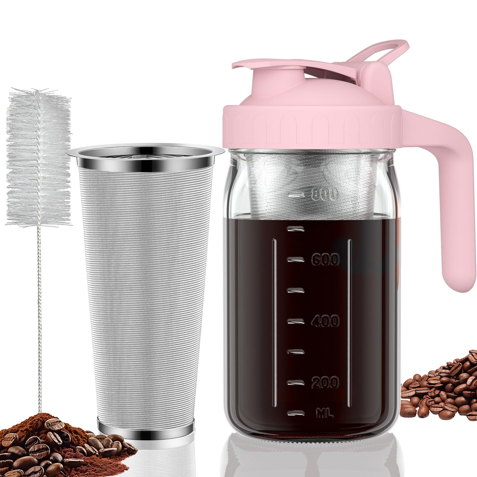 JunVpic cold brew pitcher 32oz with glass body and handle for easy iced coffee.