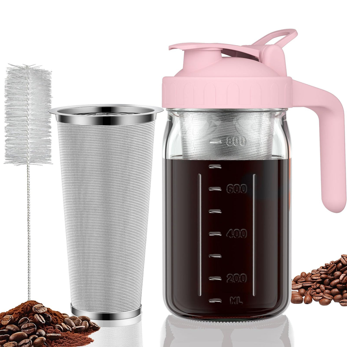 JunVpic cold brew pitcher 32oz with glass body and handle for easy iced coffee.