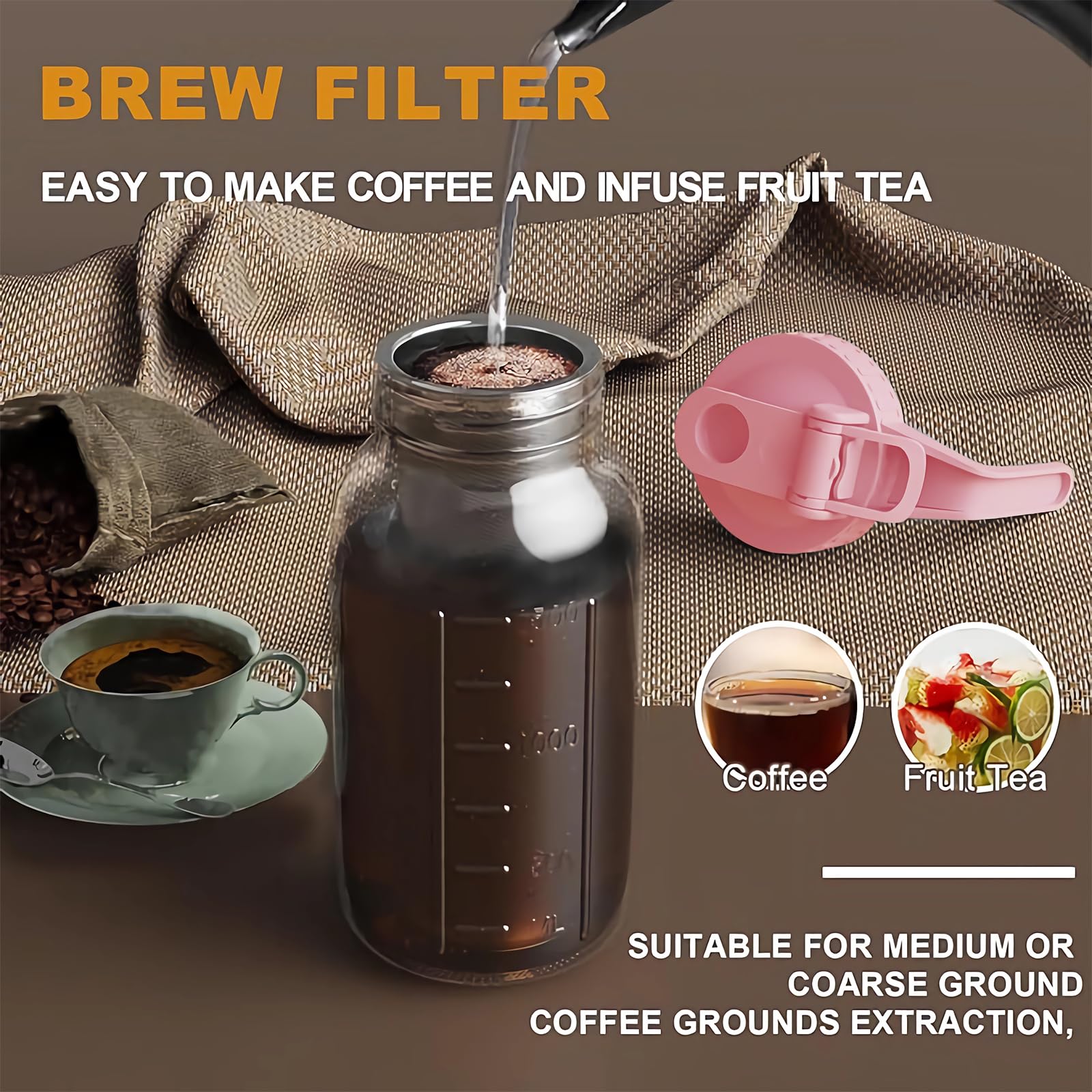 JunVpic cold brew pitcher ergonomic handle provides comfortable grip and easy shaking.
