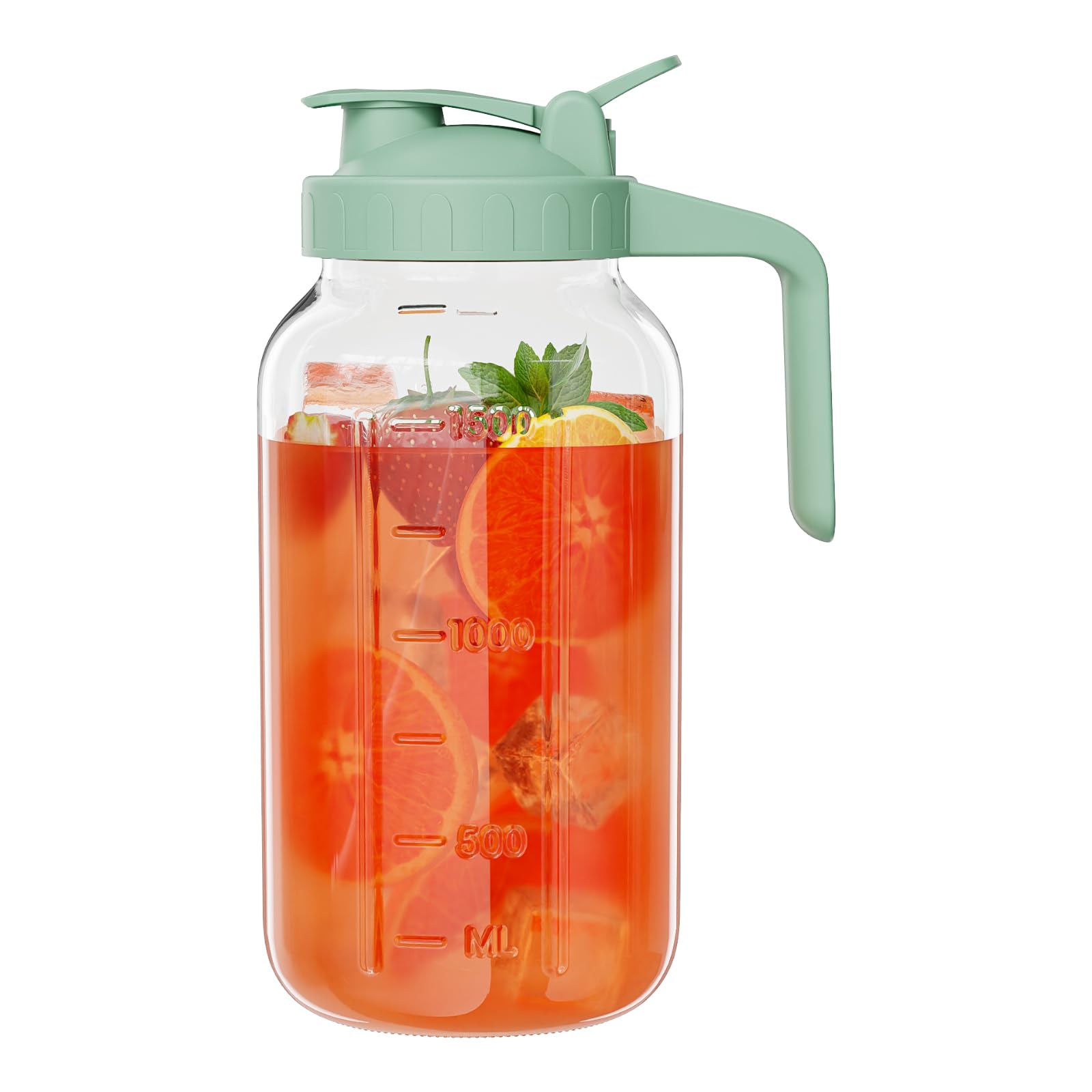 JunVpic glass mason jar pitcher with pour-spout lid for mess-free serving.
