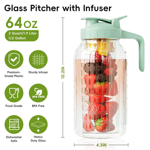 JunVpic glass mason jar pitcher wide-mouth for easy filling.