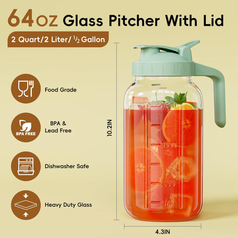 JunVpic wide-mouth glass pitcher for easy cleaning and bulk filling.