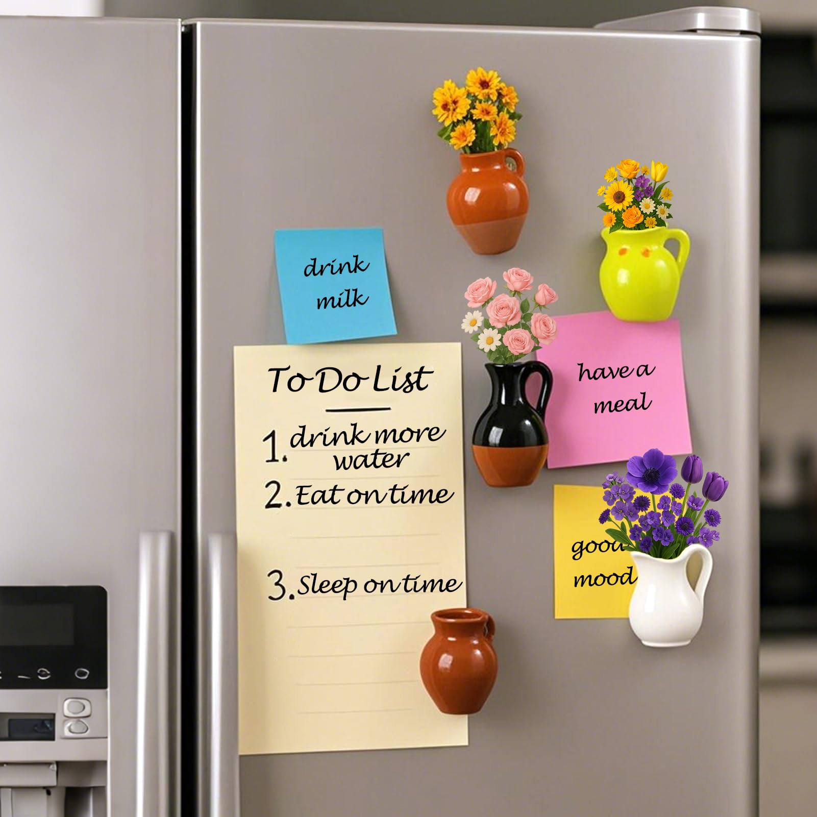 Juome ceramic magnet vases with glossy finish for refrigerator decor.