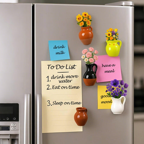 Juome ceramic magnet vases with glossy finish for refrigerator decor.