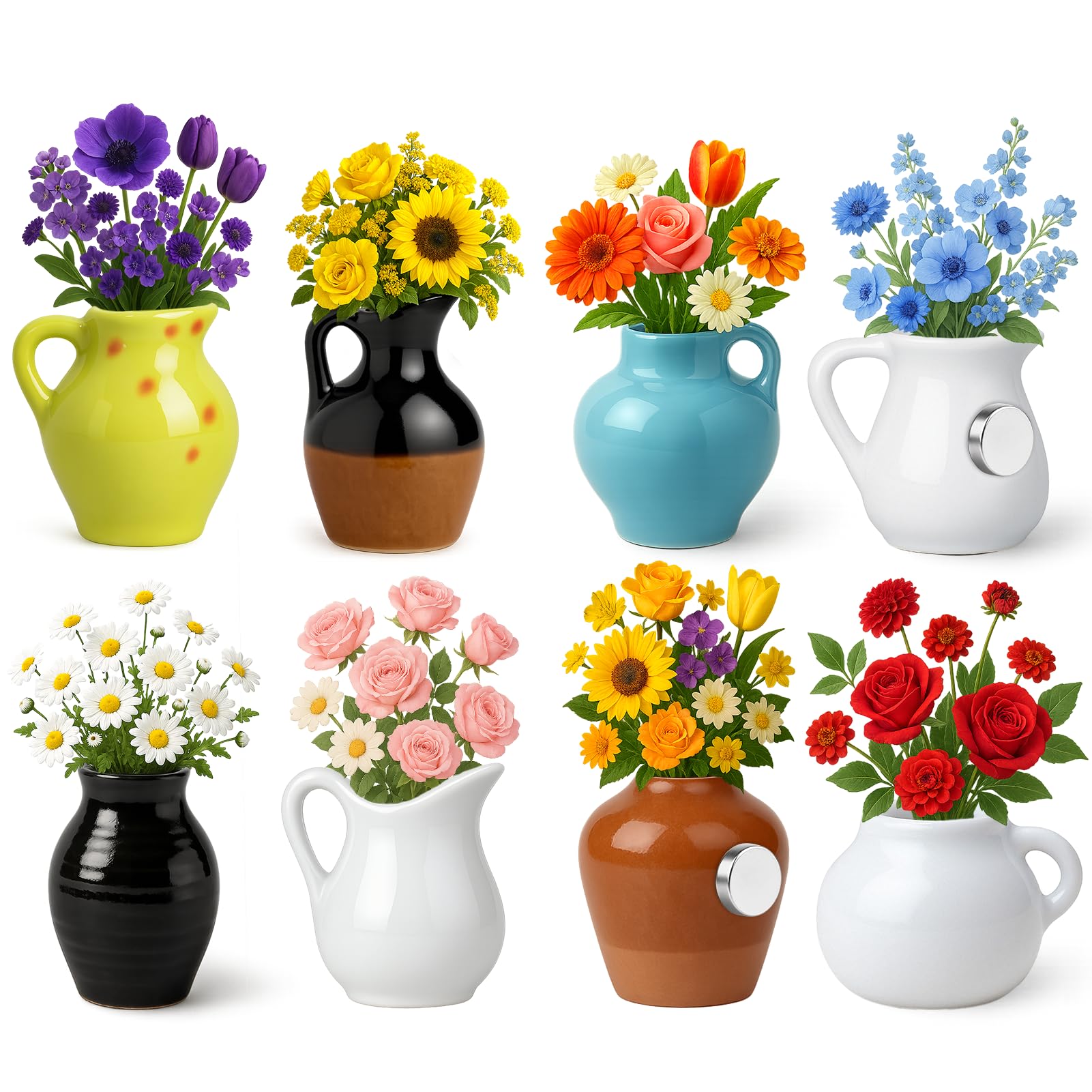 Juome mini vase magnet on fridge adds color and holds notes securely