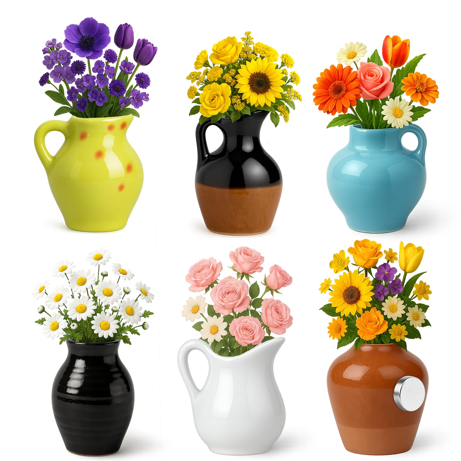 Juome mini vase magnets for fridge with flowers brighten kitchen surfaces.