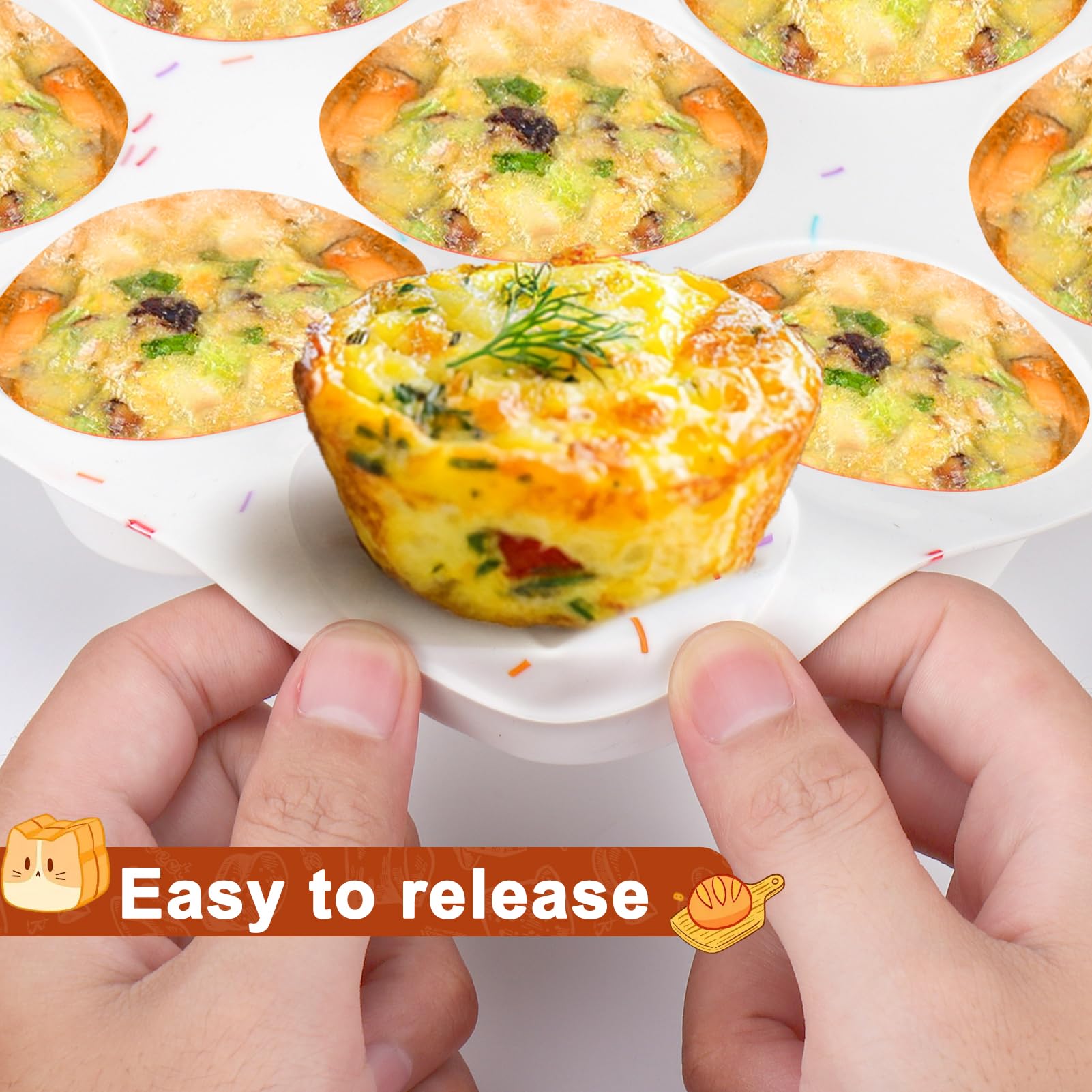 Juome nonstick silicone muffin pan with 24 cups for easy release