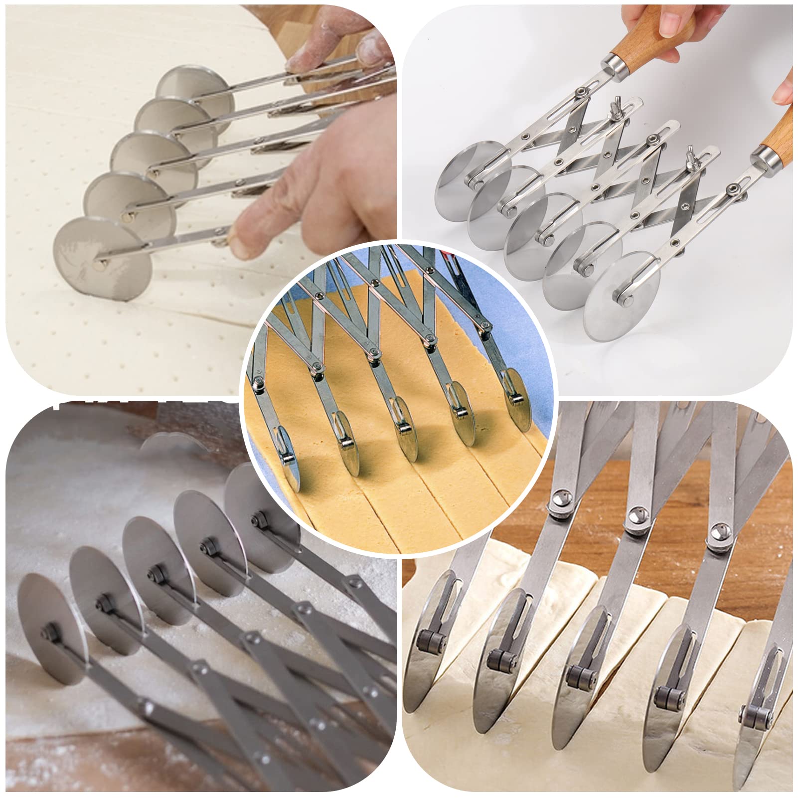 Juome stainless steel wheels close-up showing sharp blades for clean cuts.