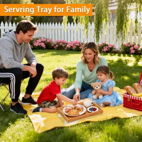 JUPELI durable bamboo tray adds natural warmth and stability.