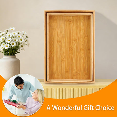 JUPELI bamboo tray with ergonomic handles for safe transport.