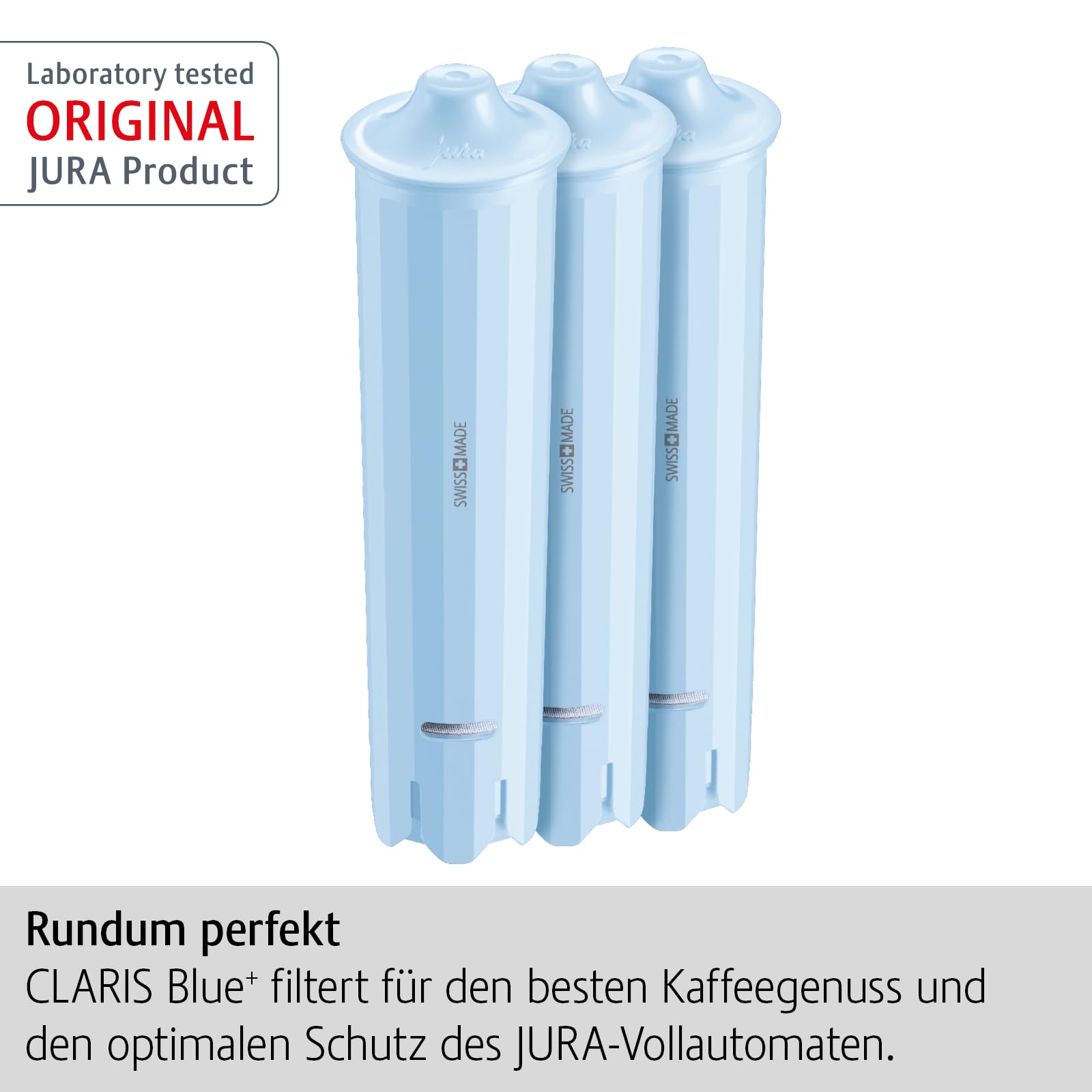 Jura CLARIS Blue+ water deposit stabilization reduces tank scale buildup.