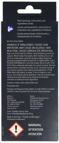 Jura decalcifying tablets close-up highlighting mineral removal for cleaner brew