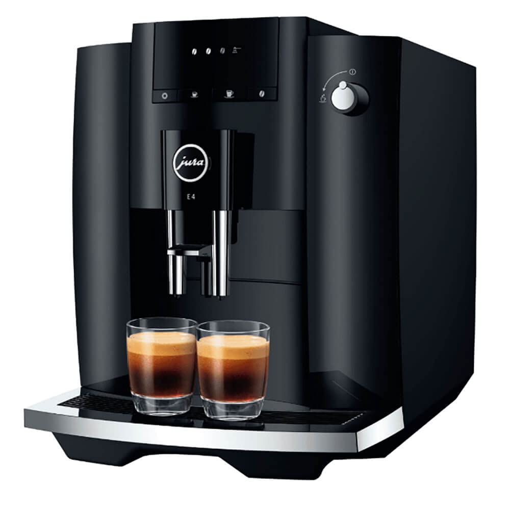 Jura E4 piano black control panel enabling quick one touch beverages