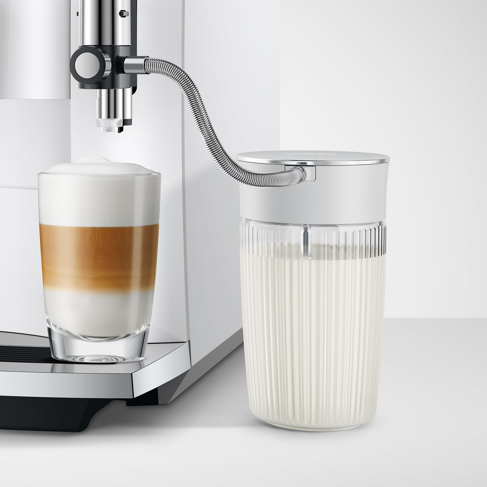 JURA Glass Milk Carafe is top-rack dishwasher-safe for easy cleaning.