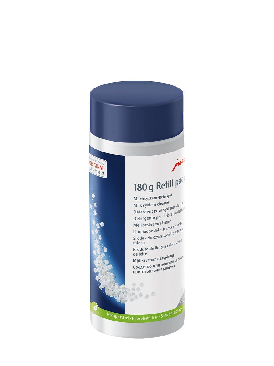 JURA milk system cleaner mini tabs bottle keeps milk lines clean for consistent foam