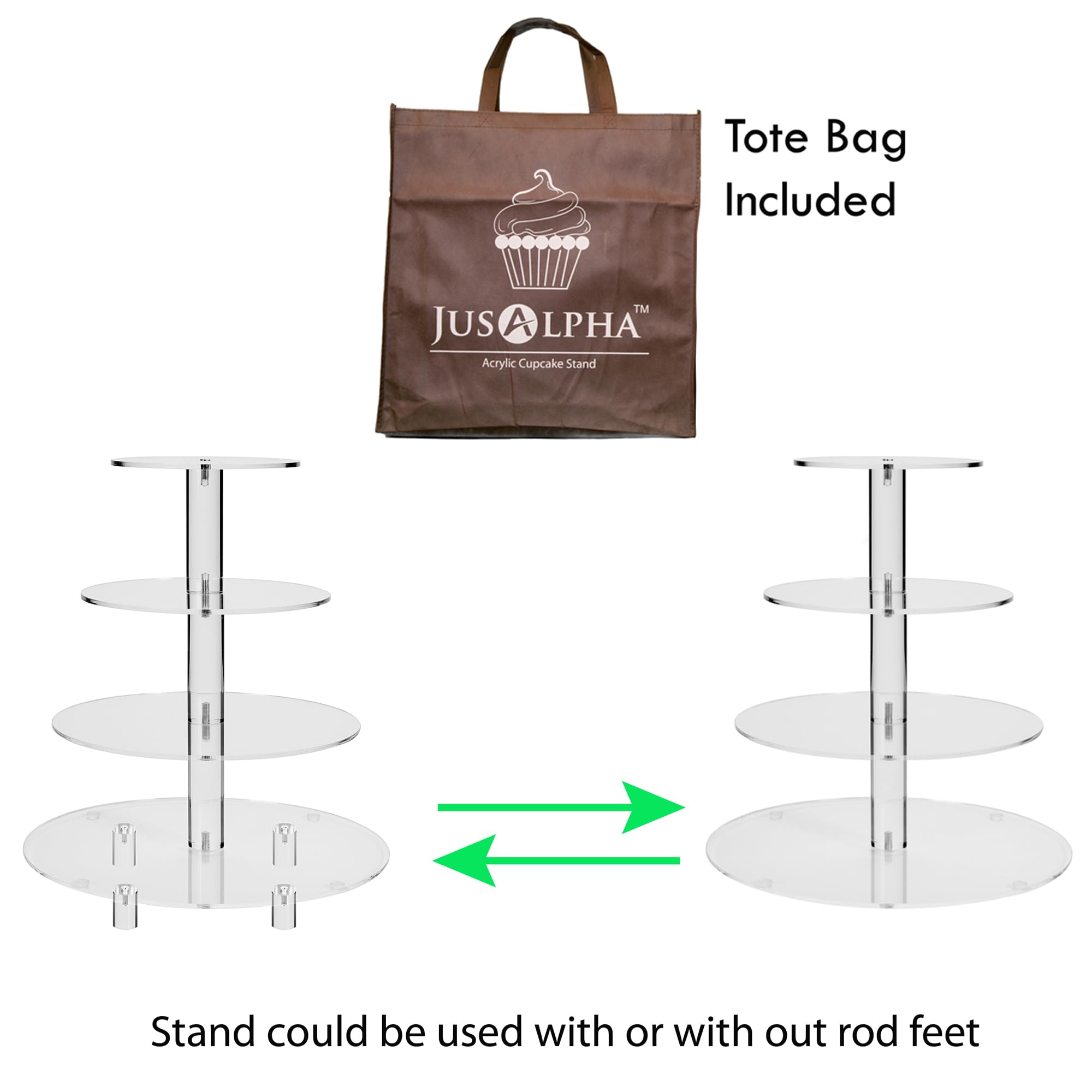 Jusalpha stand with rod feet elevates desserts for better visibility