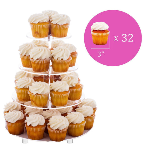 Jusalpha large 4-tier cupcake stand side view showing sturdy rod feet