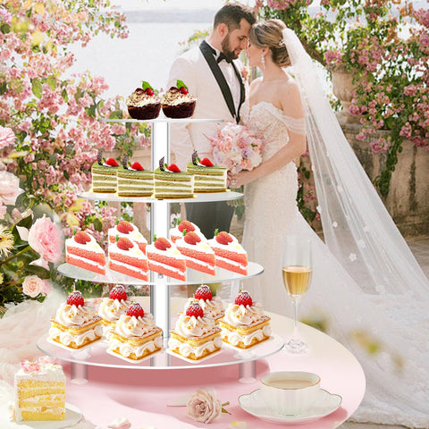 Jusalpha large 4-tier cupcake stand top view reveals crystal-clear acrylic shine