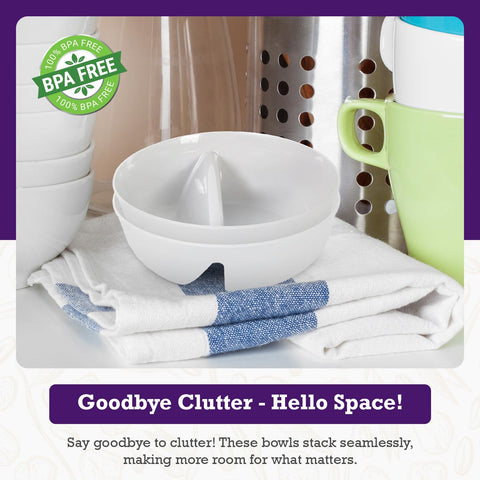 Just Artifacts Just Crunch stackable bowls save cabinet space