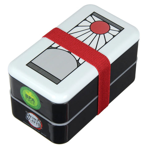JUST FUNKY Demon Slayer lunch box interior showing three compartments for organized meals.