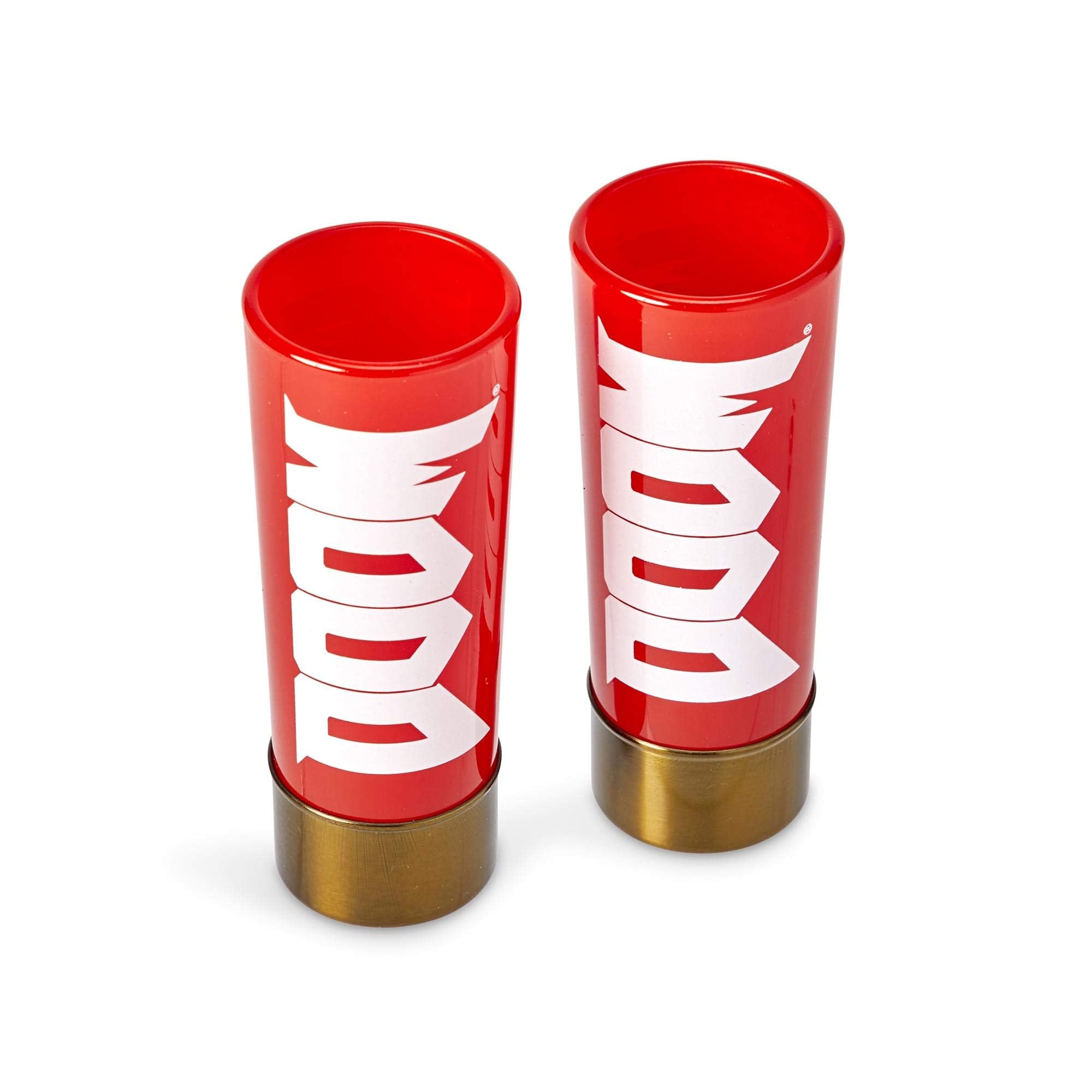 Just Funky DOOM shot glasses with gold base, built for collectible display and bold entertaining.
