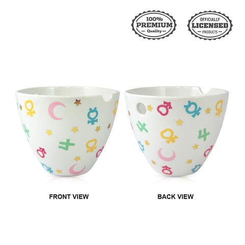 Close-up of Sailor Moon symbols on the bowl