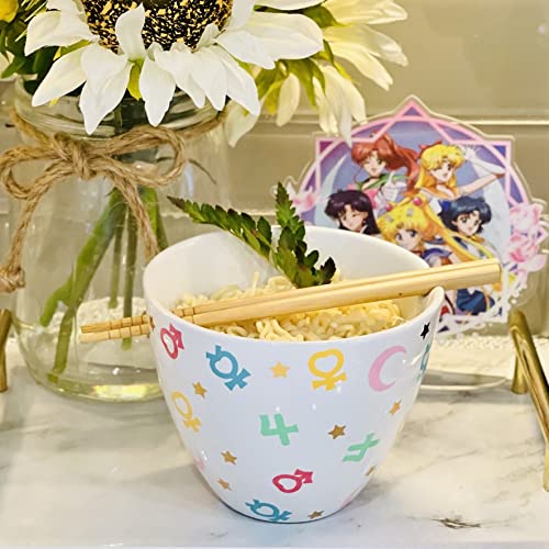 JUST FUNKY Sailor Moon chopsticks resting beside the bowl
