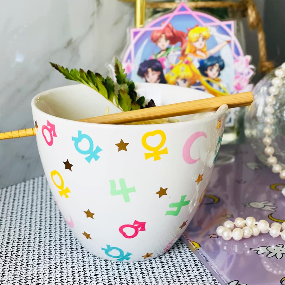 Just Funky Sailor Moon symbols full ramen bowl and chopsticks set
