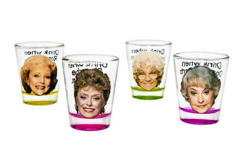 JUST FUNKY Golden Girls 1.5 oz mini shot glasses for sampling drinks.
