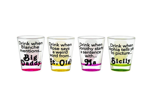 JUST FUNKY Golden Girls mini shot glasses hand wash only for long-lasting color.